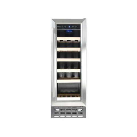 Amica 30cm freestanding slimline wine cooler, stainless steel.