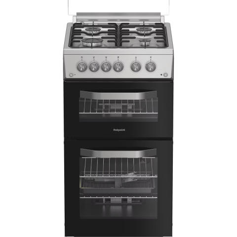 Hotpoint Double Oven Gas Cooker 50cm - Stainless Steel Inox