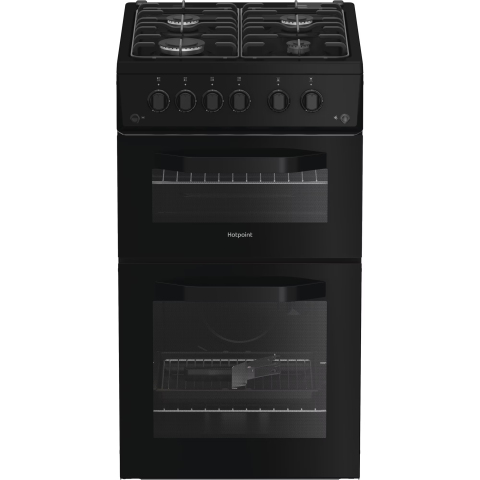 Hotpoint 50cm Gas Cooker Black Twin Cavity