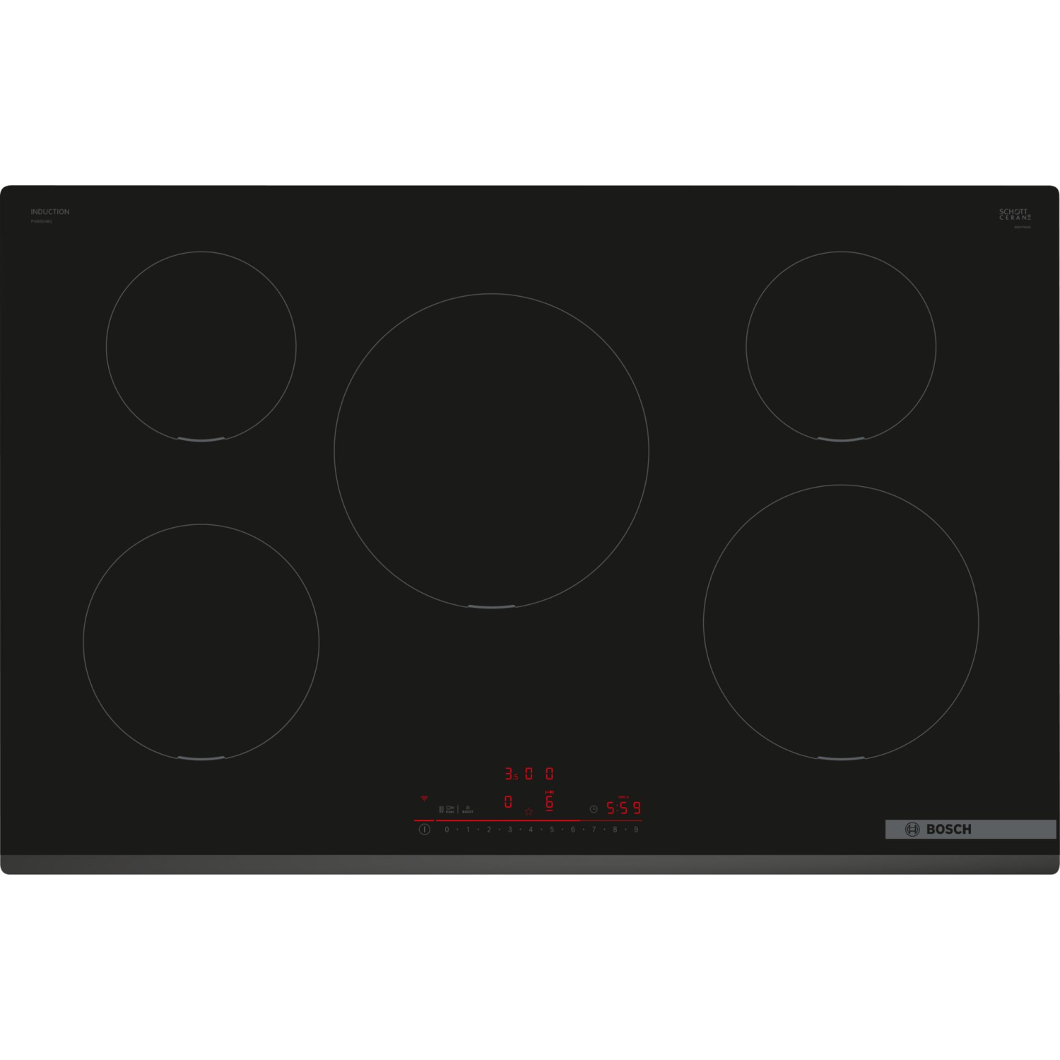 Bosch PIV831HB1E 'Series 6' 5 Burner 80cm Induction Hob - Black full image