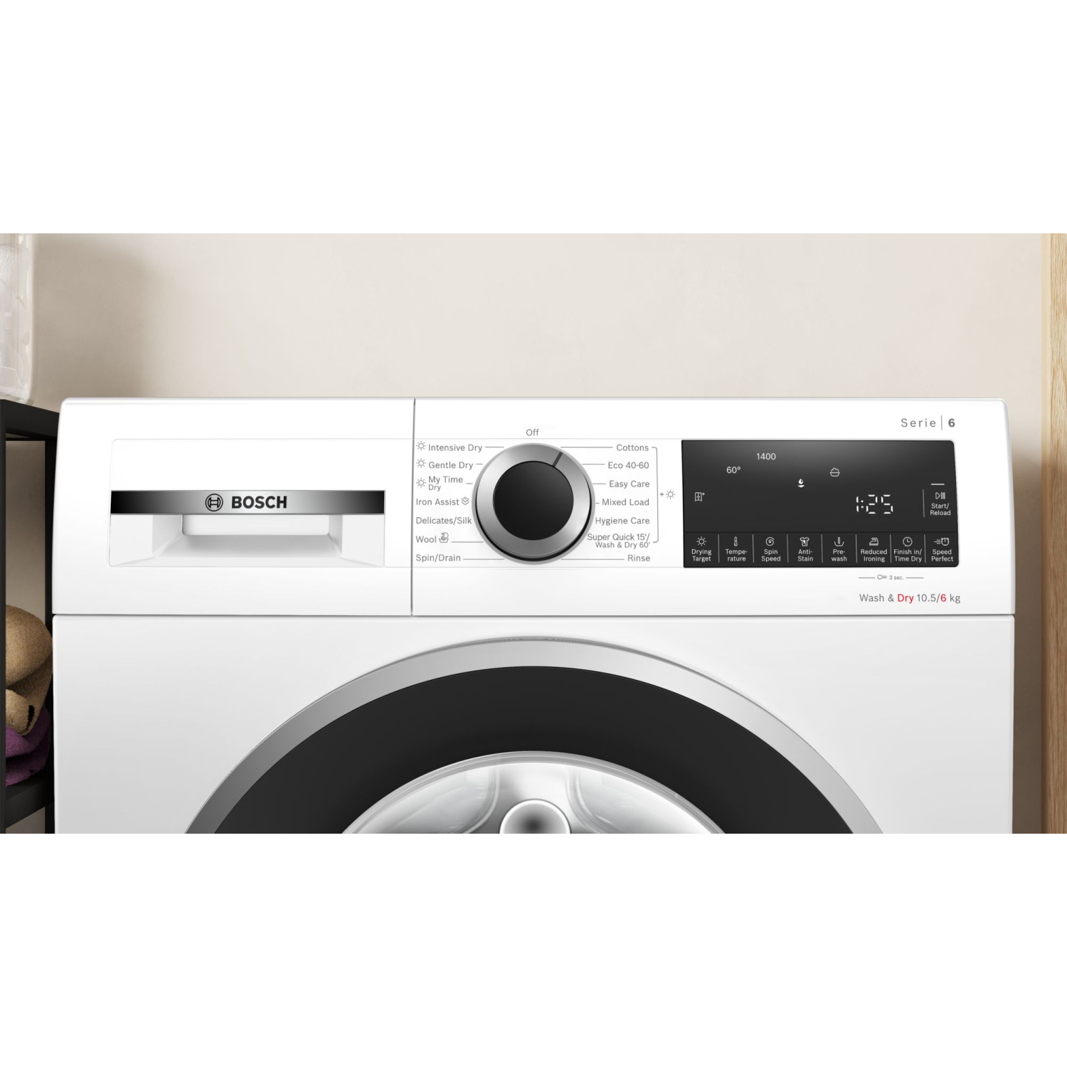 Bosch Series 6, Washer dryer, 10.5/6 kg, 1400 rpm, White full image