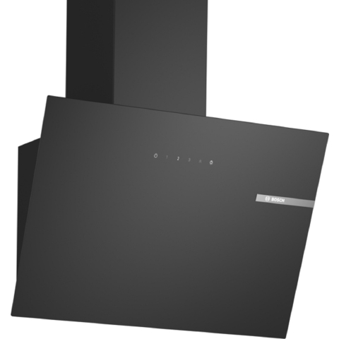 Bosch Series 2, Wall-mounted cooker hood, 60 cm, clear glass black printed , Angled