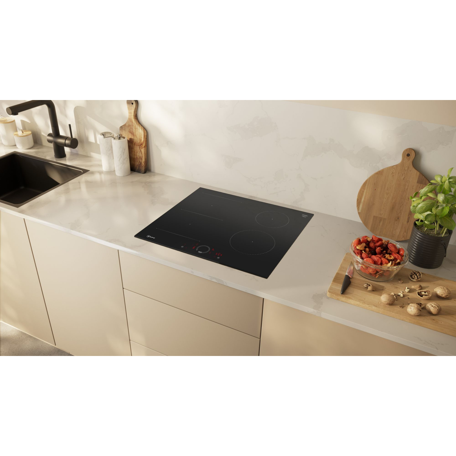 NEFF T56FHS1L0 'N70' 60cm 4 Zone Smart Induction Hob - Black full image