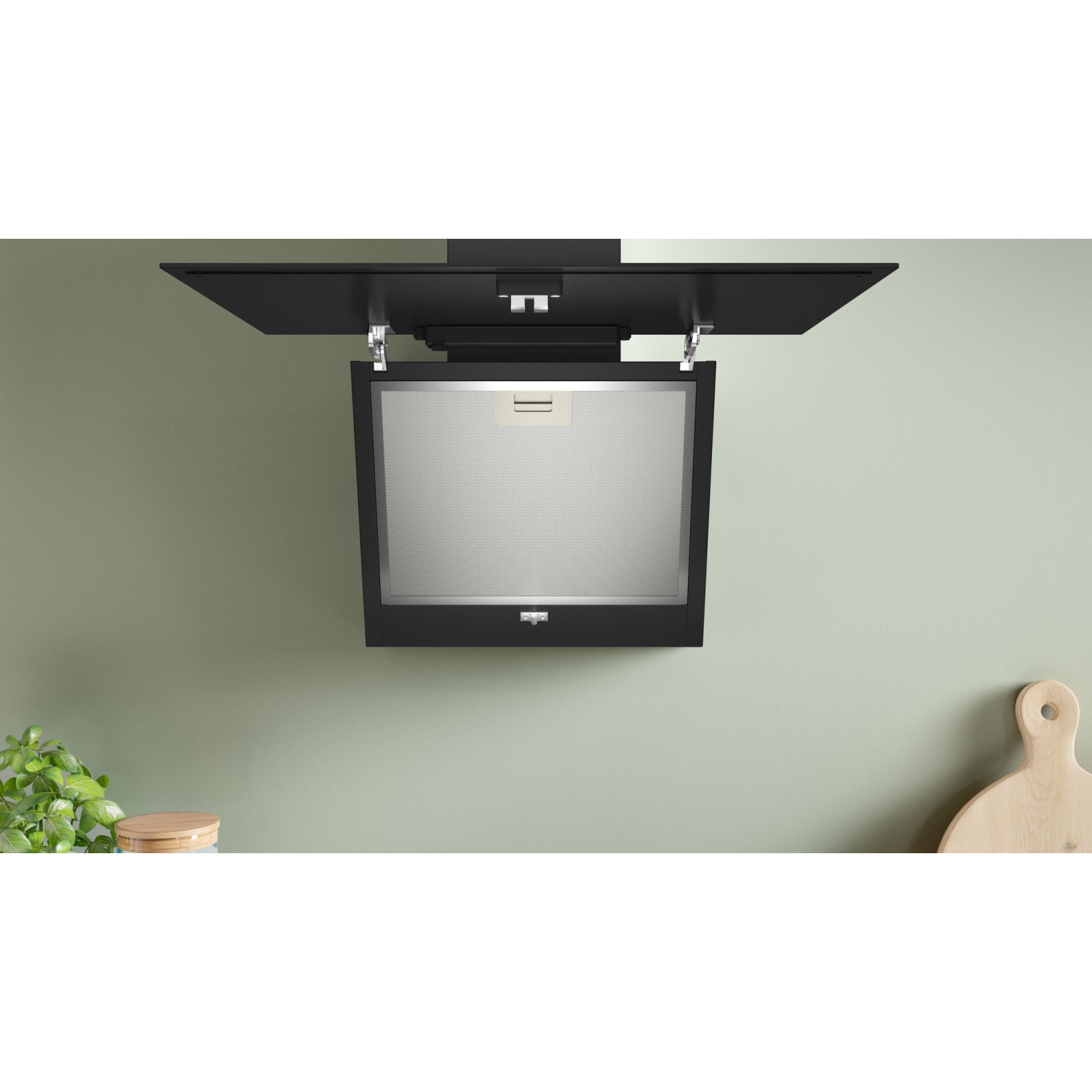Bosch Series 2, Angled Wall-mounted cooker hood, 80 cm, clear glass black printed, Black full image