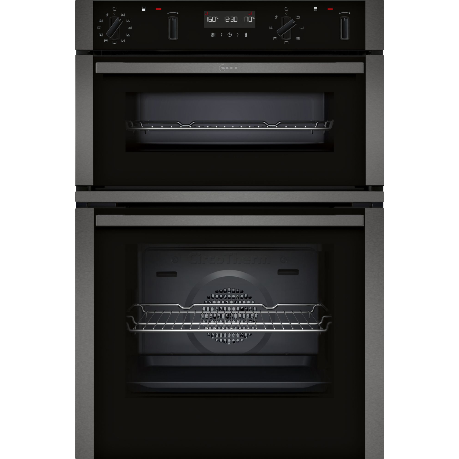 Neff N50 U2ACH7AN7B Built-In Smart Double Oven - Graphite - Pyro Clean full image