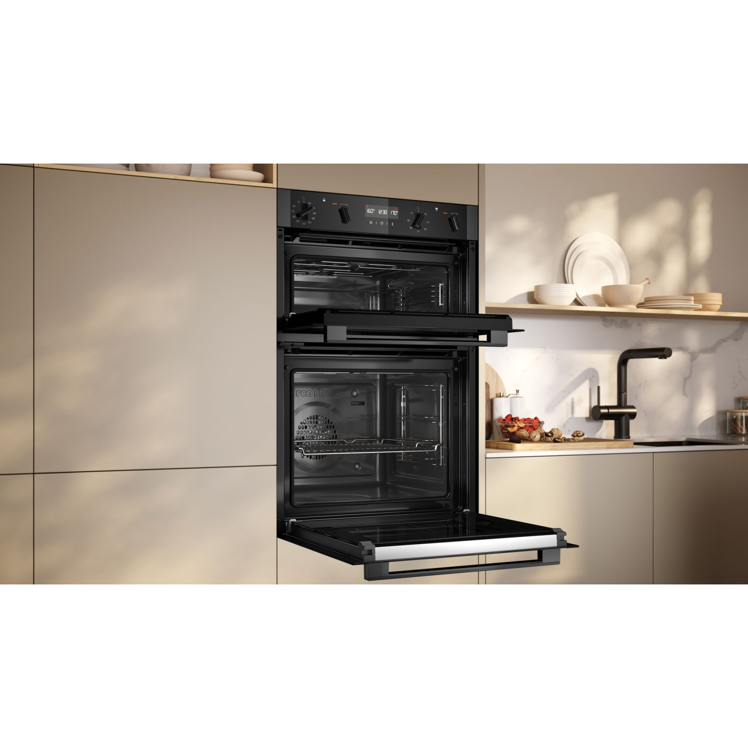 Neff N50 U2ACH7AN7B Built-In Smart Double Oven - Graphite - Pyro Clean full image