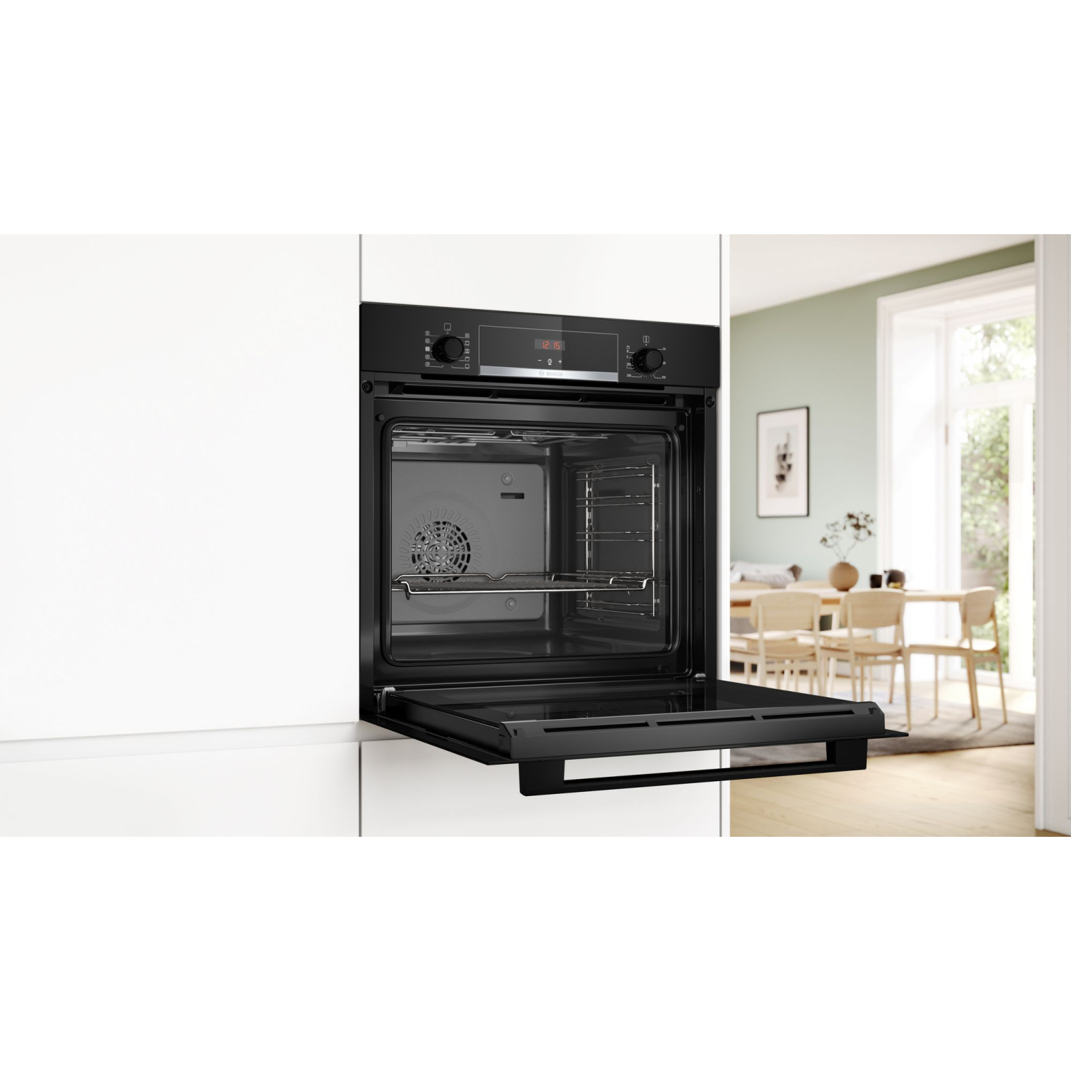Bosch Series 4, Built-in oven with added steam function, 60 x 60 cm, Black full image