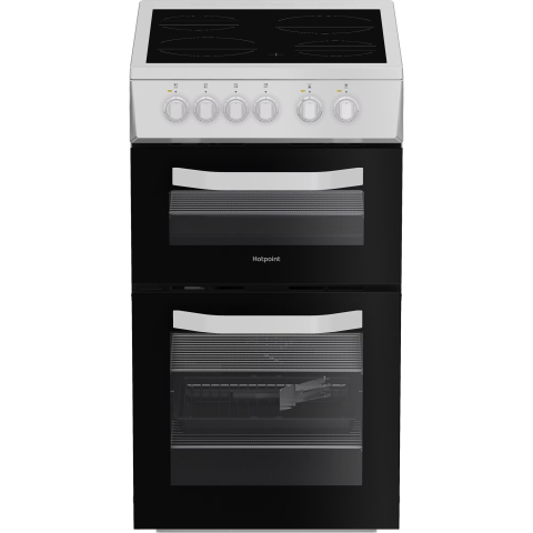 Hotpoint Electric Freestanding Cooker - Twin Cavity White 50cm
