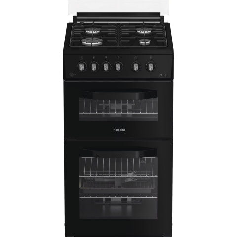 Hotpoint Double Oven Gas Cooker 50cm - Black