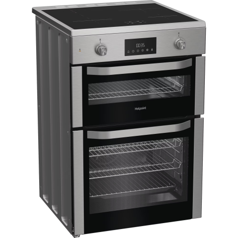 Hotpoint HDE6IDC2X 60cm Electric Double Cooker with Induction Hob - Stainless Steel