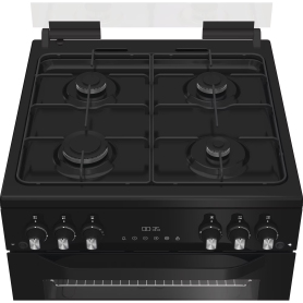 Hotpoint HDG6GDCB1 60cm Gas Double Oven Cooker with Glass Lid - Black