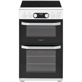Hotpoint 50cm Freestanding Electric Double Oven Cooker White - 0