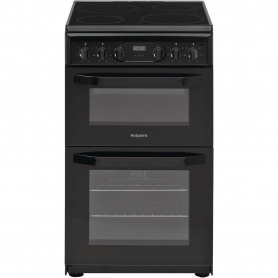 Hotpoint 50cm Freestanding Electric Double Oven Cooker Black