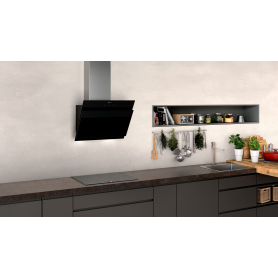 Neff N50, Wall-mounted cooker hood, 60 cm, clear glass black printed, inclined design - 2