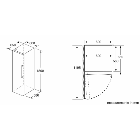 Bosch Serie | 2, Free-standing fridge, 186 x 60 cm, White