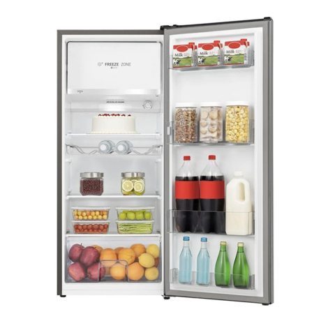 Teknix T2R128S, 165L Icebox Fridge, Silver, Retro Design