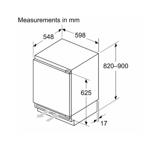 Bosch Series 4, Built-Under Larder Fridge, 82 x 60 cm, flat hinge