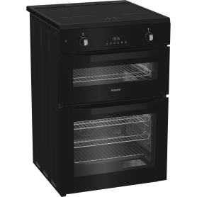 Hotpoint HDE6IDC2B1 60cm Electric Double Cooker with Induction Hob - Black