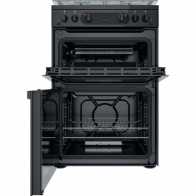 Hotpoint 60cm Freestanding Gas Cooker with Double Oven Black  - 1