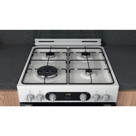 Hotpoint 60cm Freestanding Gas Cooker with Double Oven White Lidded - 2