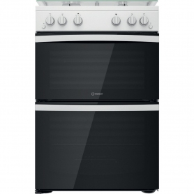 Indesit 60cm Freestanding Gas Cooker White Double Oven Lidded - 1