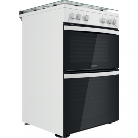 Indesit 60cm Freestanding Gas Cooker White Double Oven Lidded