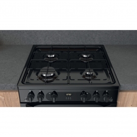Hotpoint 60cm Freestanding Gas Cooker With Double Oven Black Unlidded  - 1
