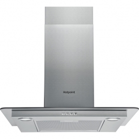 Hotpoint 60cm Chimney Hood Stainless Steel with Straight Glass - 0