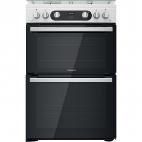 Hotpoint 60cm Freestanding Gas Cooker with Double Oven White Lidded - 0