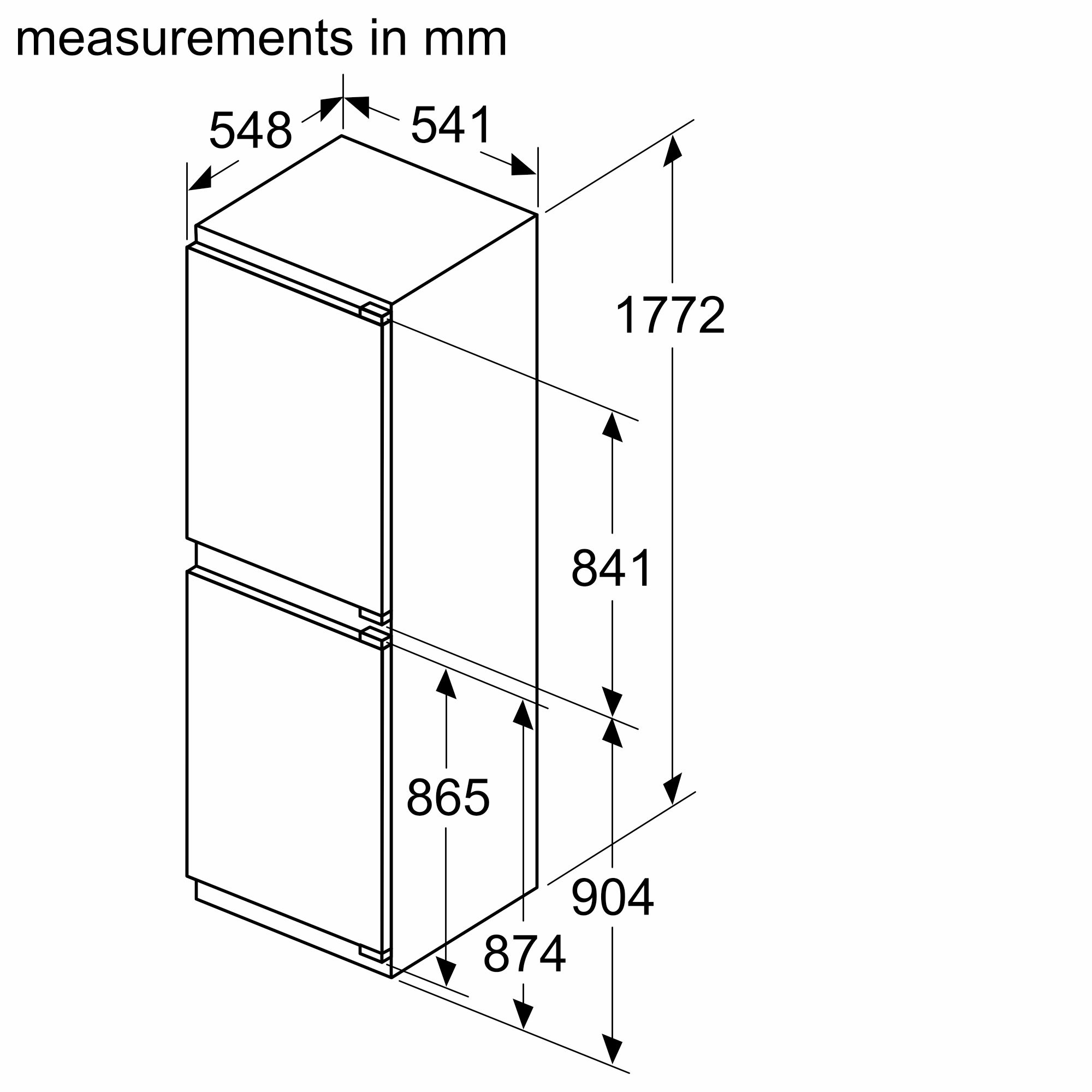 Neff N30, Built-in fridge-freezer with freezer at bottom, 50-50 Split,  flat hinge thumbnail image
