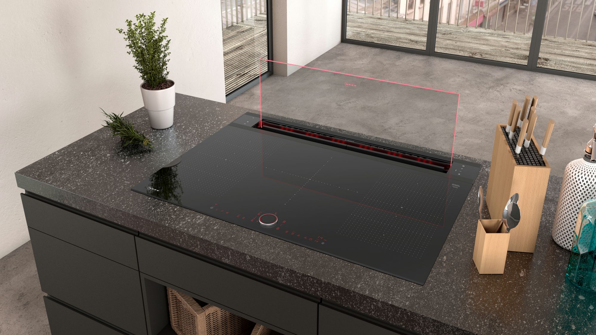 Neff N90, Downdraft hood, 90 cm, clear glass, Black thumbnail image