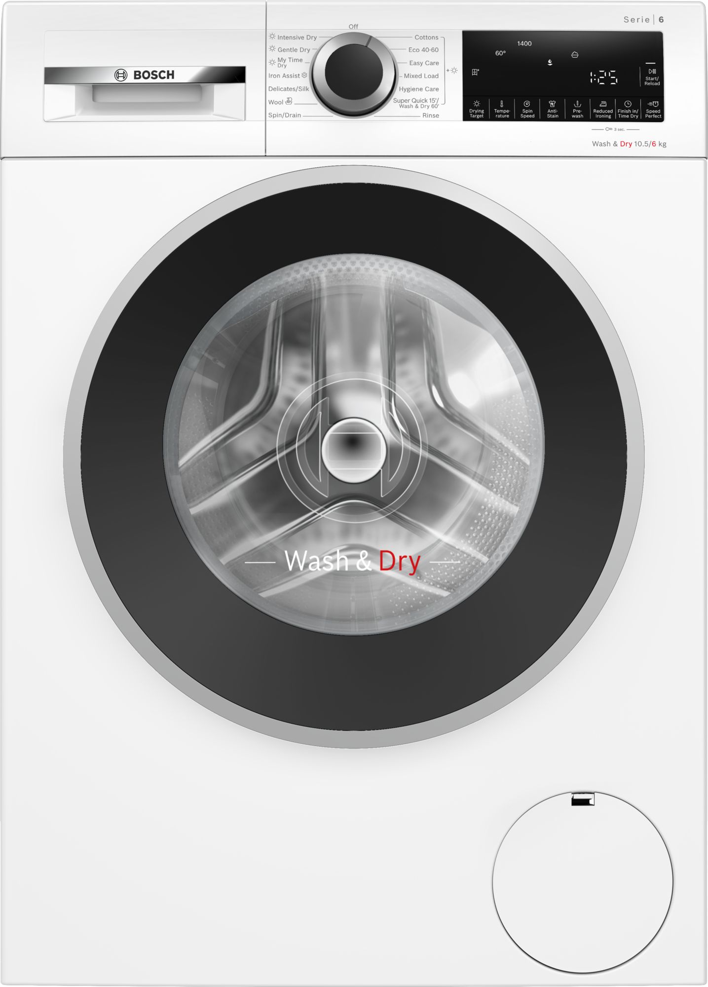Bosch Series 6, Washer dryer, 10.5/6 kg, 1400 rpm, White thumbnail image