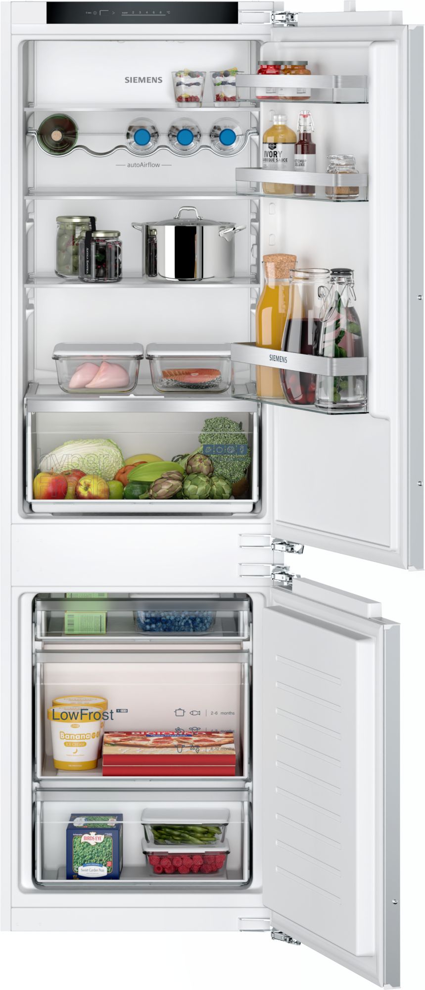  Siemens iQ300, Built-in low frost fridge-freezer with freezer at bottom, 177.2 x 54.1 cm, flat hinge  thumbnail image