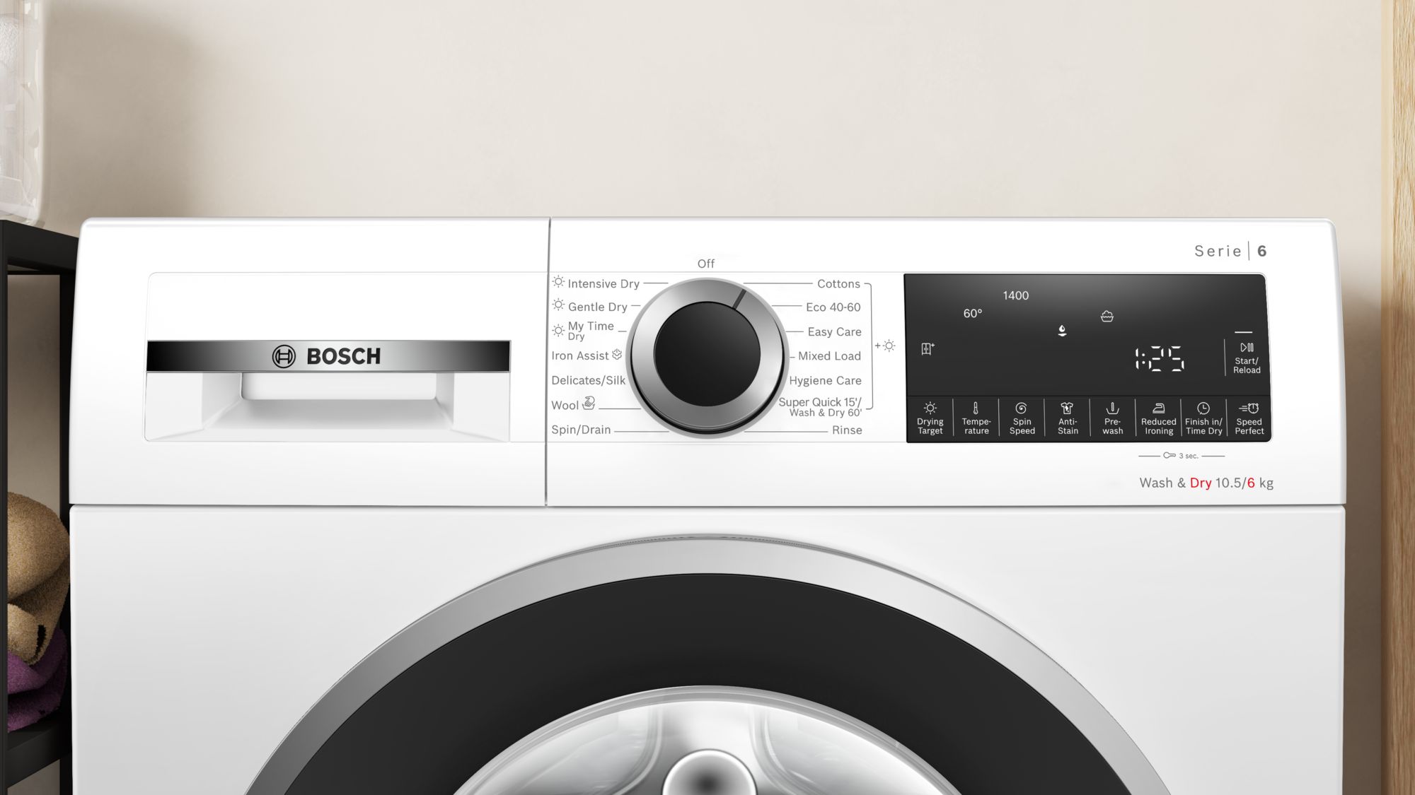 Bosch Series 6, Washer dryer, 10.5/6 kg, 1400 rpm, White thumbnail image
