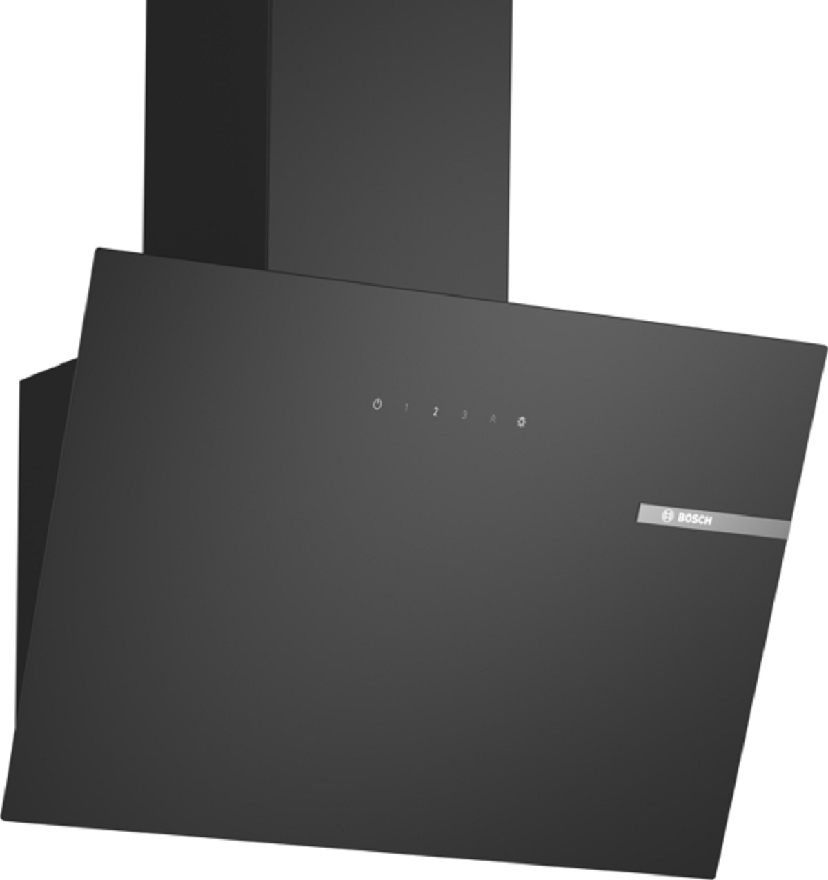 Bosch Series 2, Wall-mounted cooker hood, 60 cm, clear glass black printed , Angled thumbnail image
