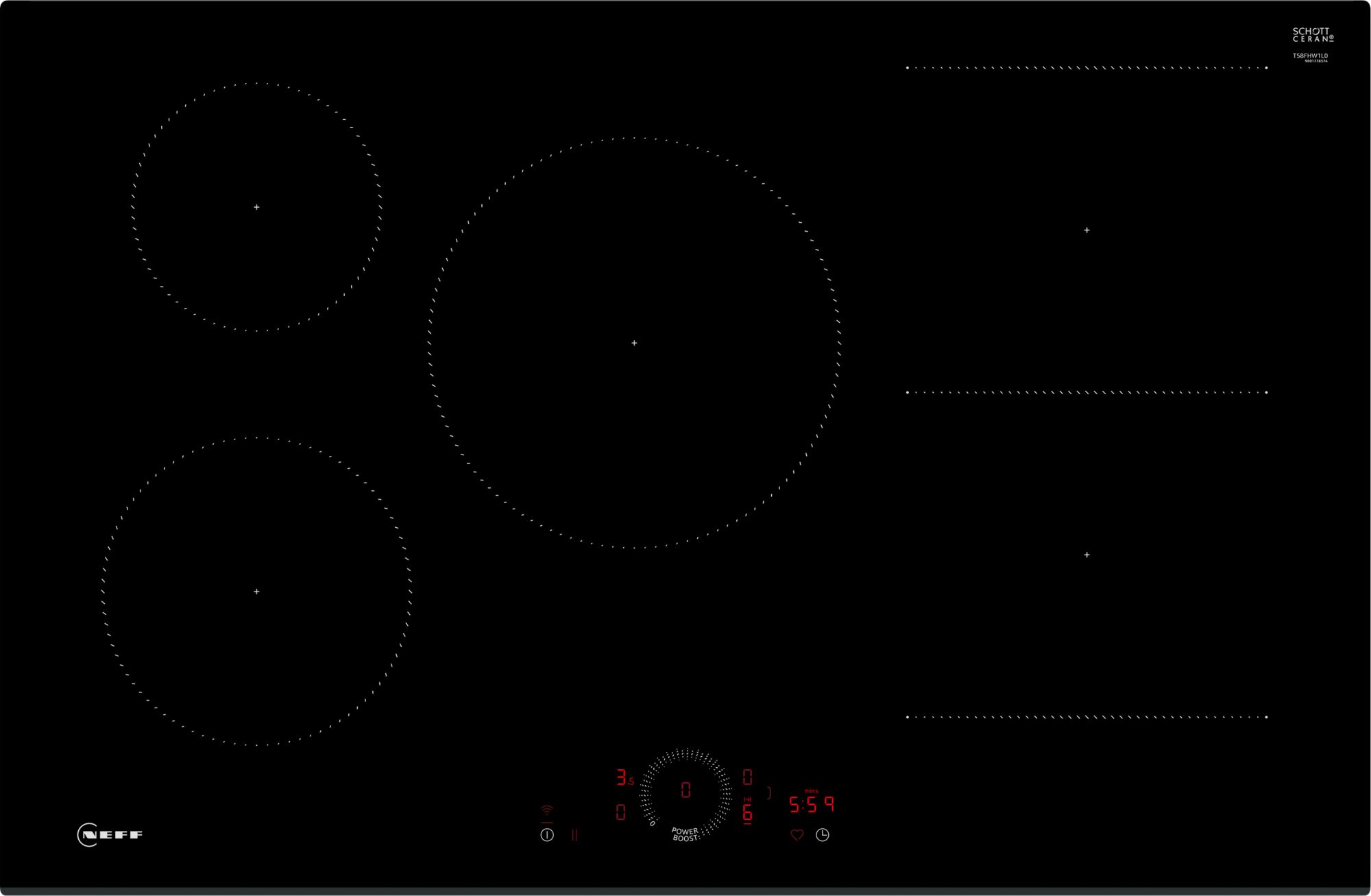 NEFF T58FHW1L0 N70 80cm Smart 5 Burner Induction Hob - Black thumbnail image