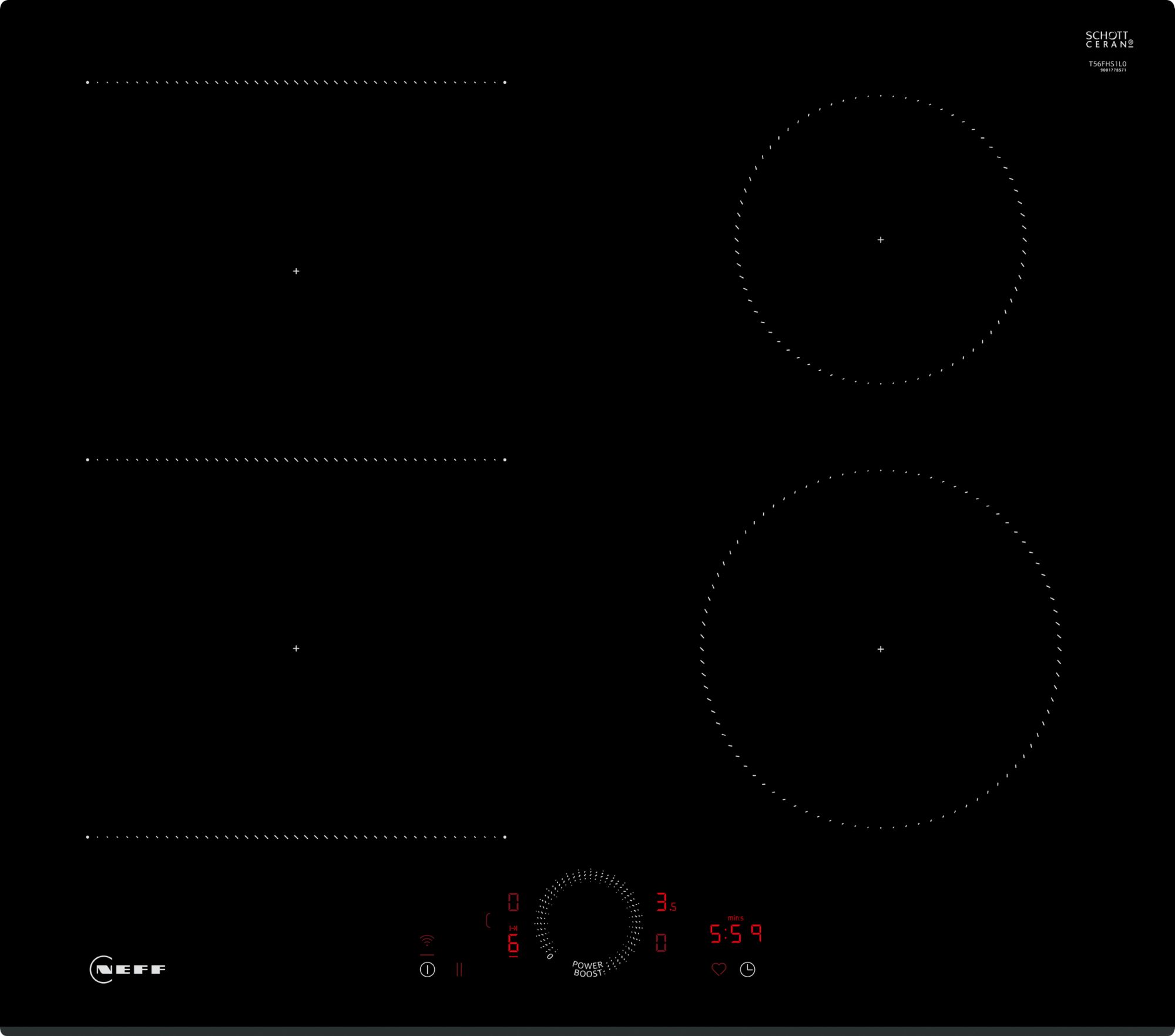 NEFF T56FHS1L0 'N70' 60cm 4 Zone Smart Induction Hob - Black thumbnail image