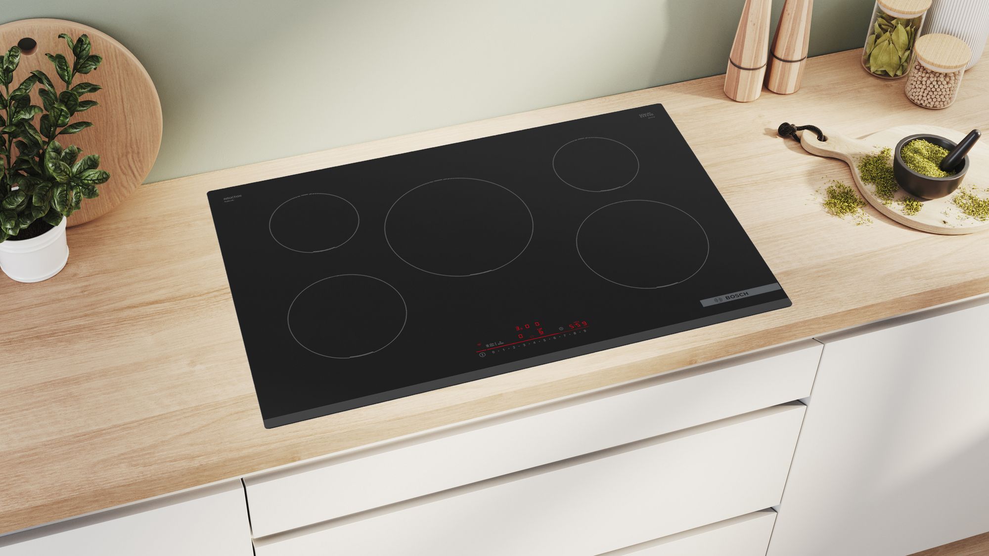 Bosch PIV831HB1E 'Series 6' 5 Burner 80cm Induction Hob - Black thumbnail image