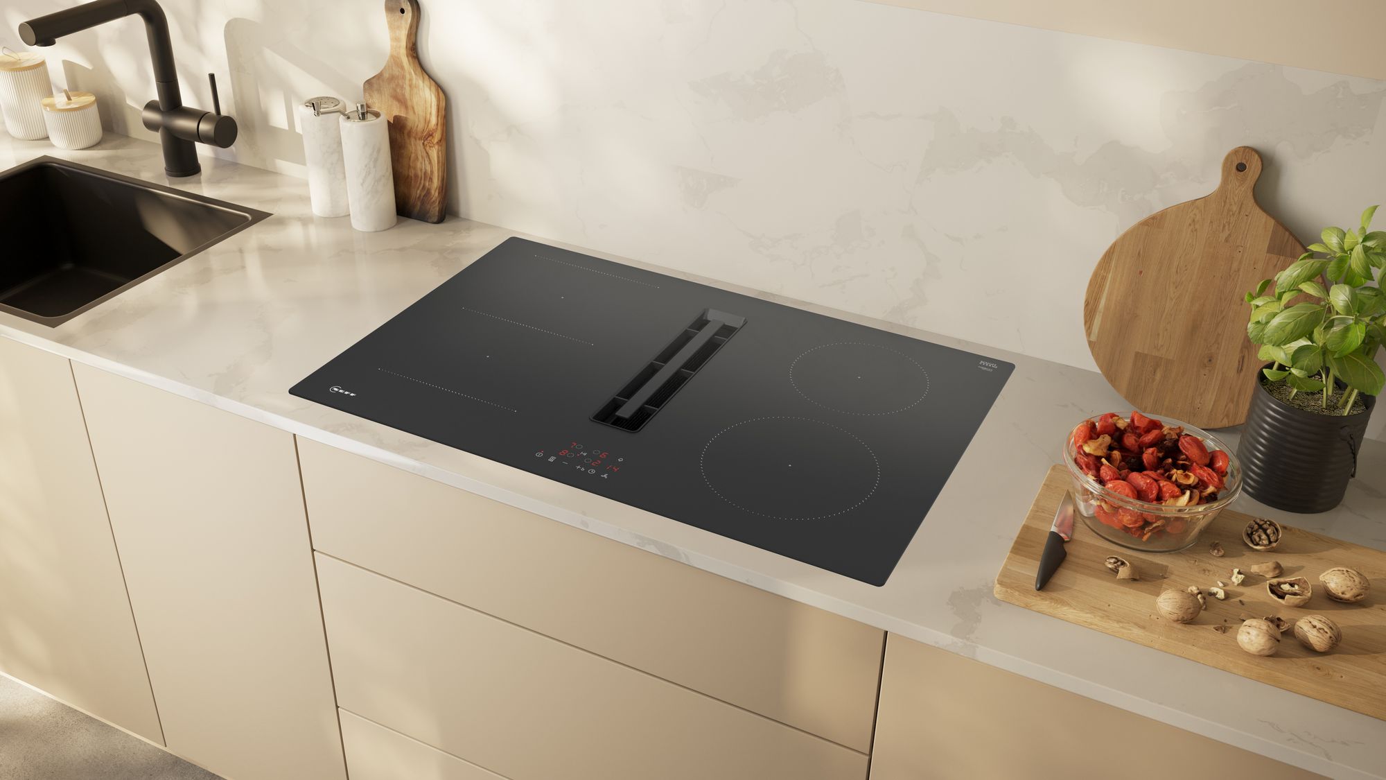 Neff N50, Induction hob with integrated ventilation system, 80 cm, surface mount without frame thumbnail image