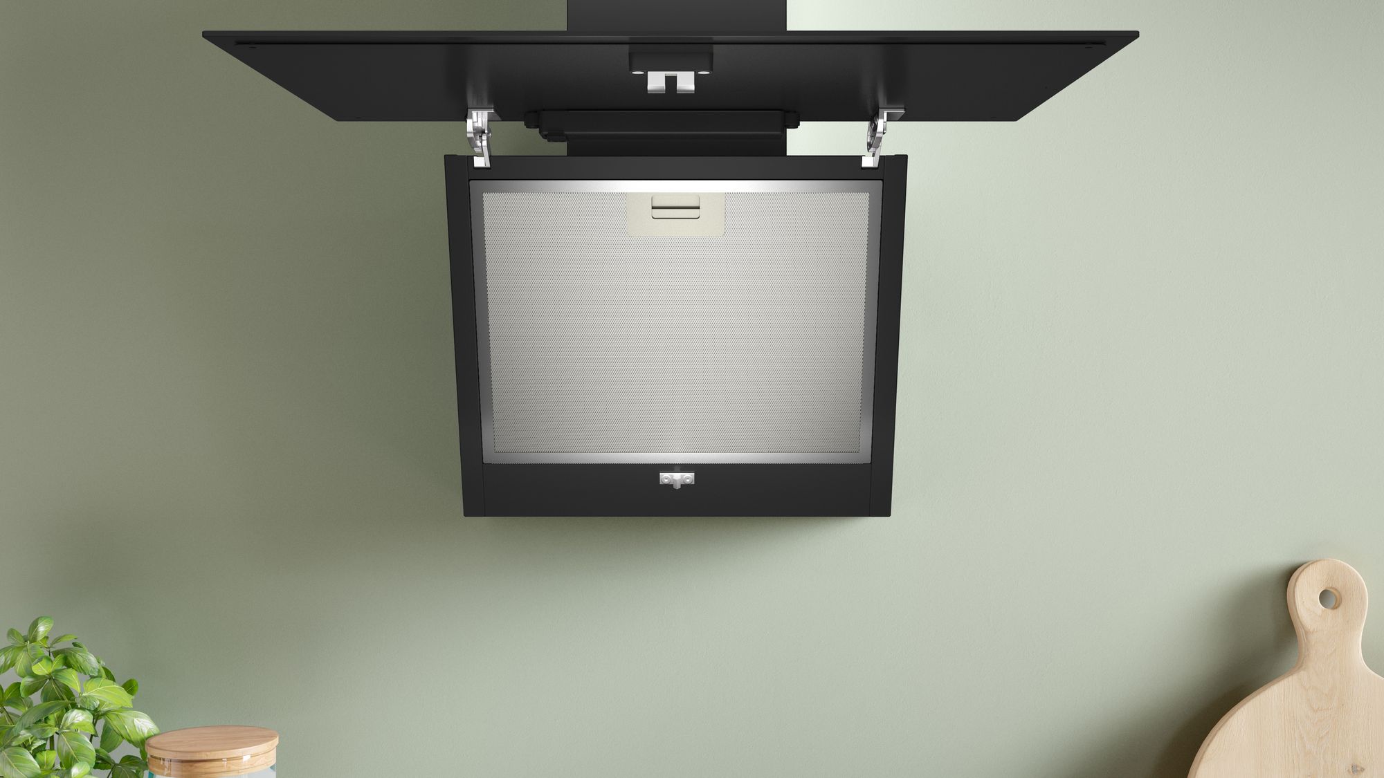 Bosch Series 2, Angled Wall-mounted cooker hood, 80 cm, clear glass black printed, Black thumbnail image