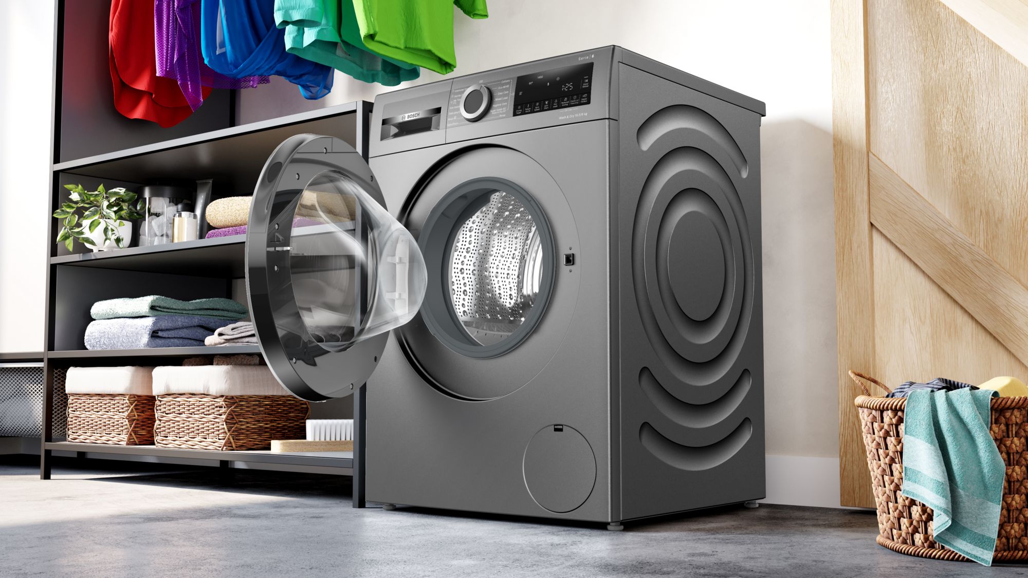 Bosch Series 6, Washer dryer, 10.5/6 kg, 1400 rpm, Graphite thumbnail image