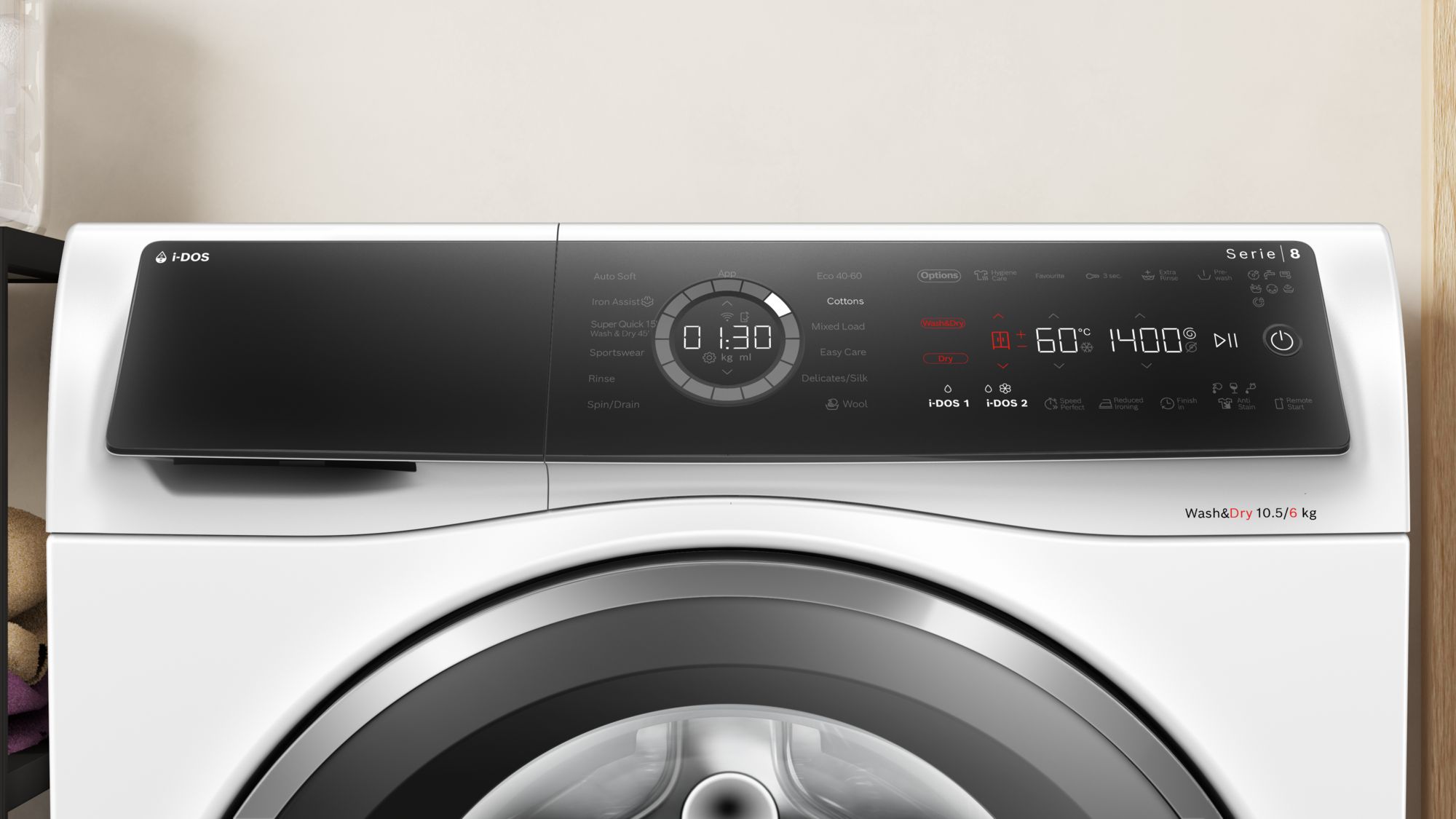 Bosch Series 8 i-Dos WNC25410GB Wifi Connected 10.5Kg / 6Kg Washer Dryer with 1400 rpm thumbnail image