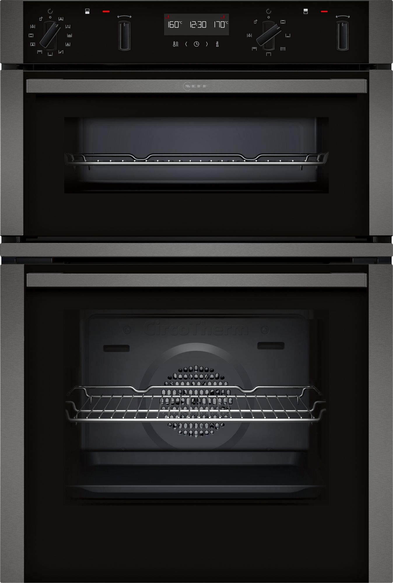 Neff N50 U2ACH7AN7B Built-In Smart Double Oven - Graphite - Pyro Clean thumbnail image