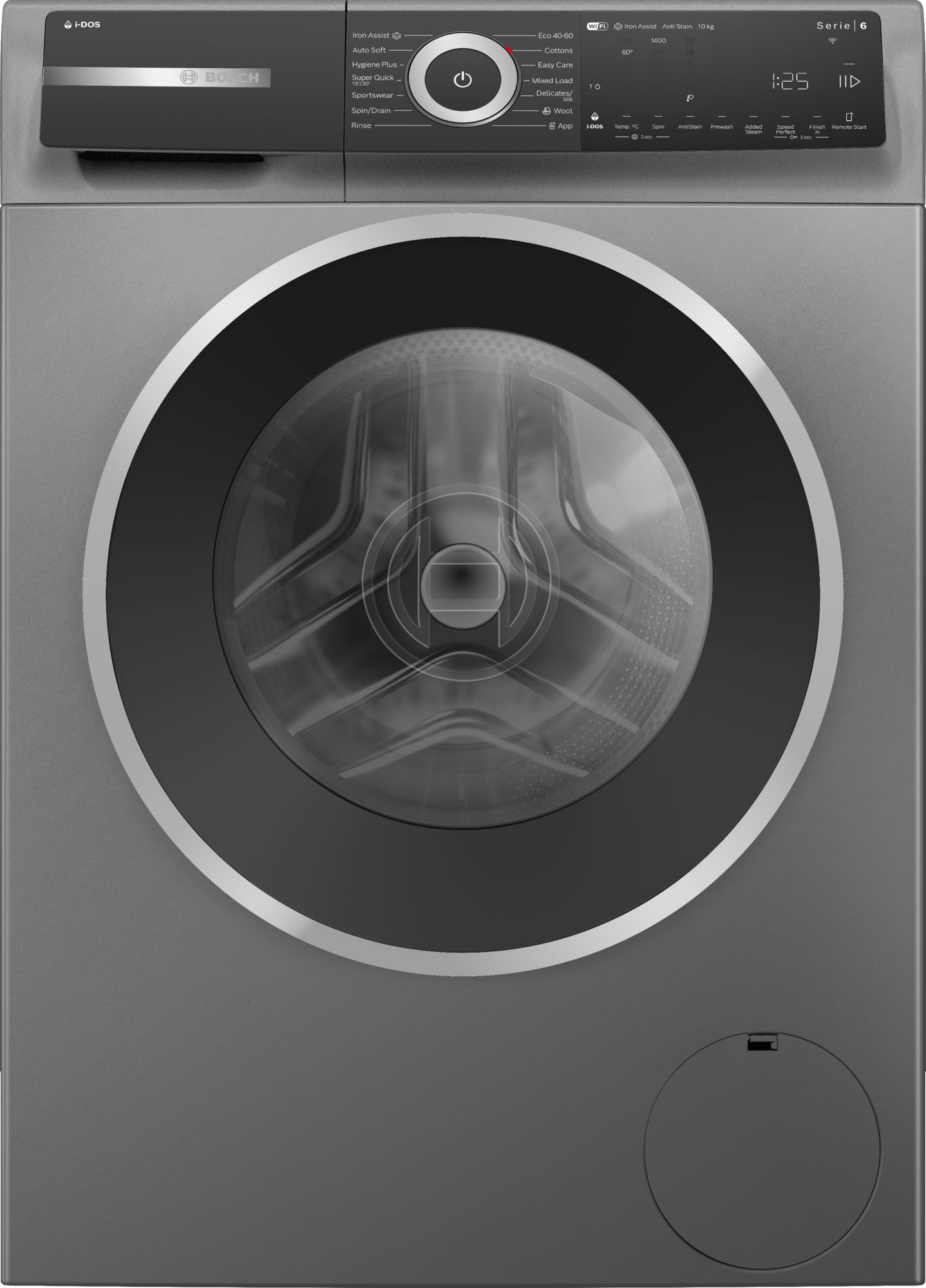 Bosch Series 6, Washing machine, front loader, 10 kg, max. 1400 rpm, Cast iron grey thumbnail image