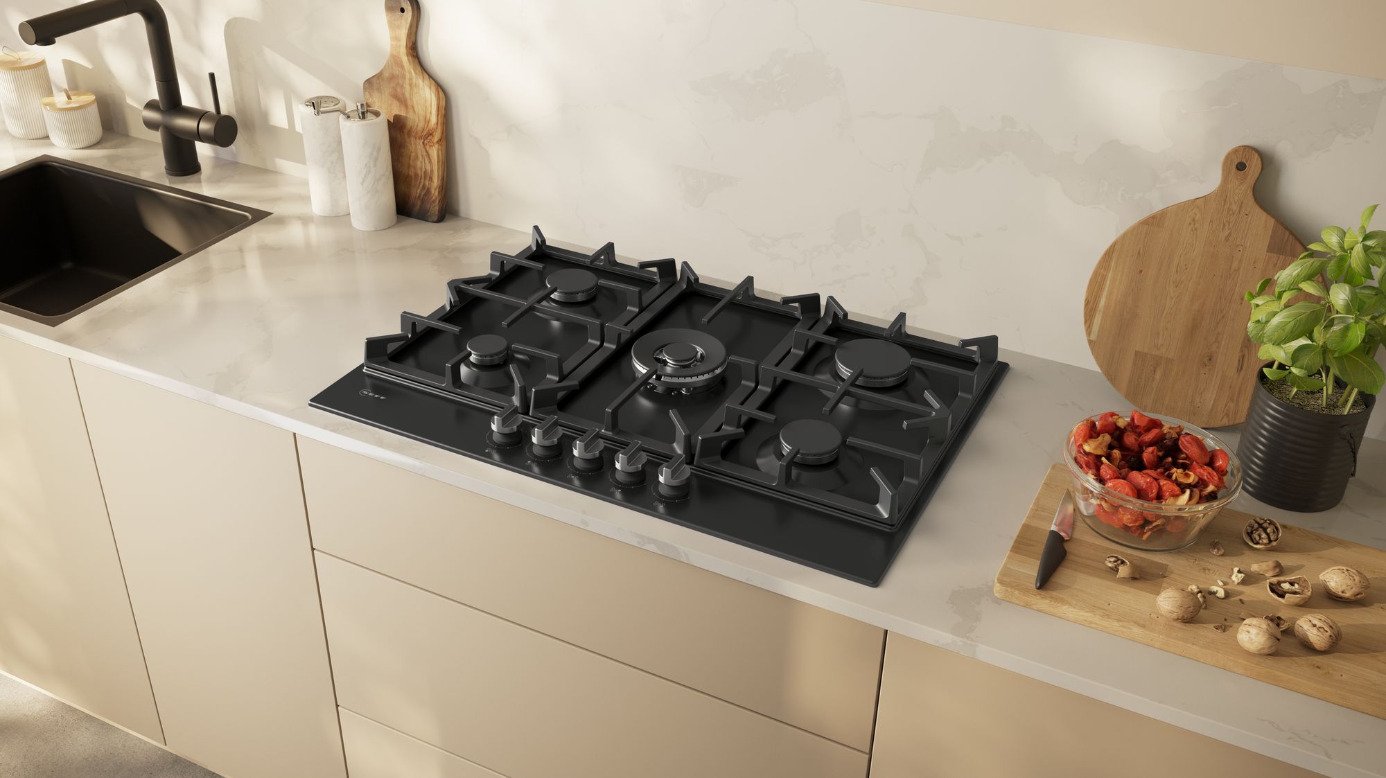 Neff N70, Gas hob, 75 cm, Enamel, Black thumbnail image