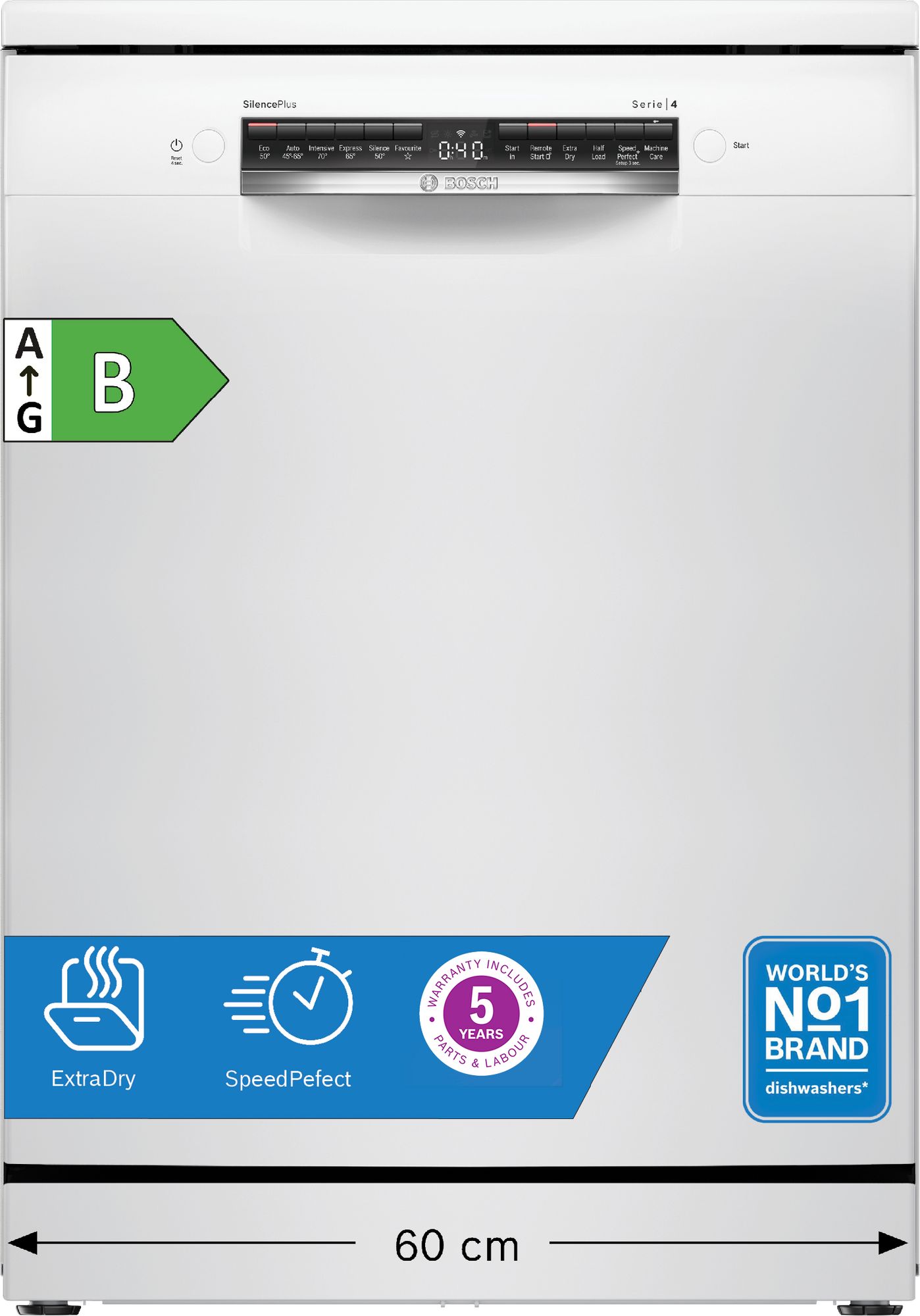 Bosch Series 4, Free-standing dishwasher, 60 cm, White thumbnail image