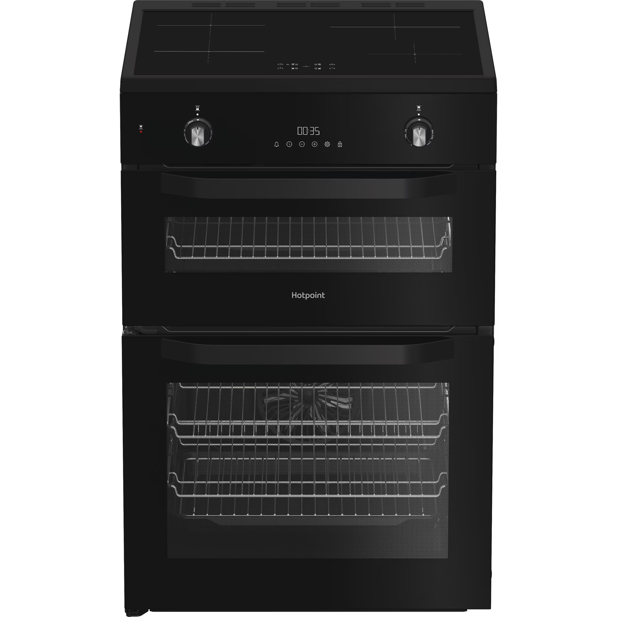 Hotpoint HDE6IDC2B1 60cm Electric Double Cooker with Induction Hob - Black thumbnail image