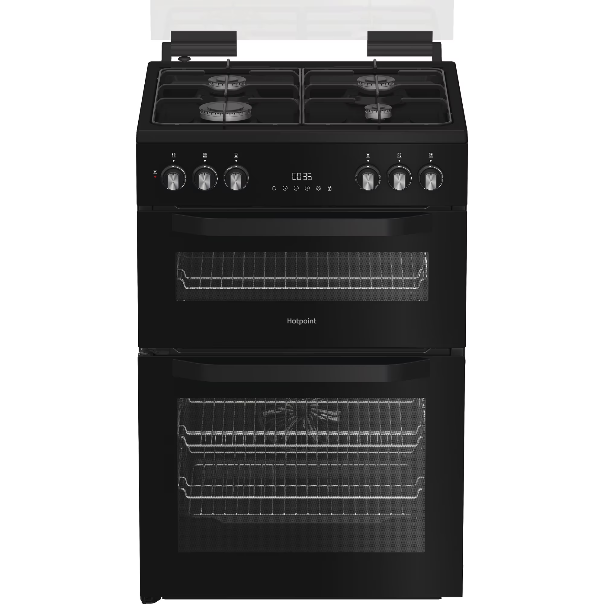 Hotpoint HDD6GDC2B1 60cm Dual Fuel Double Oven Cooker with Glass Lid - Black thumbnail image