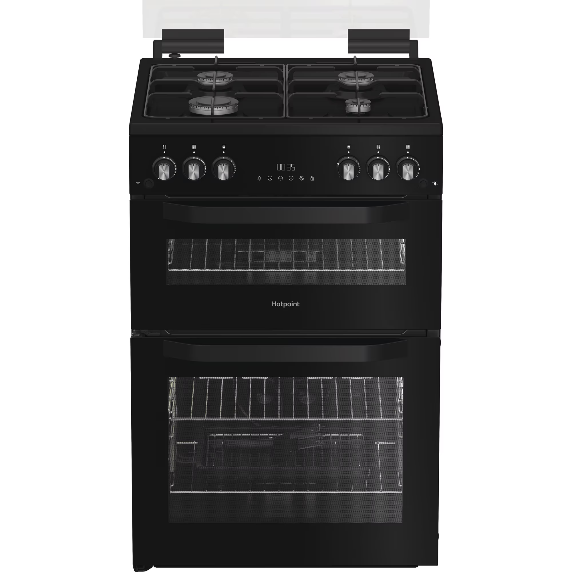 Hotpoint HDG6GDCB1 60cm Gas Double Oven Cooker with Glass Lid - Black thumbnail image