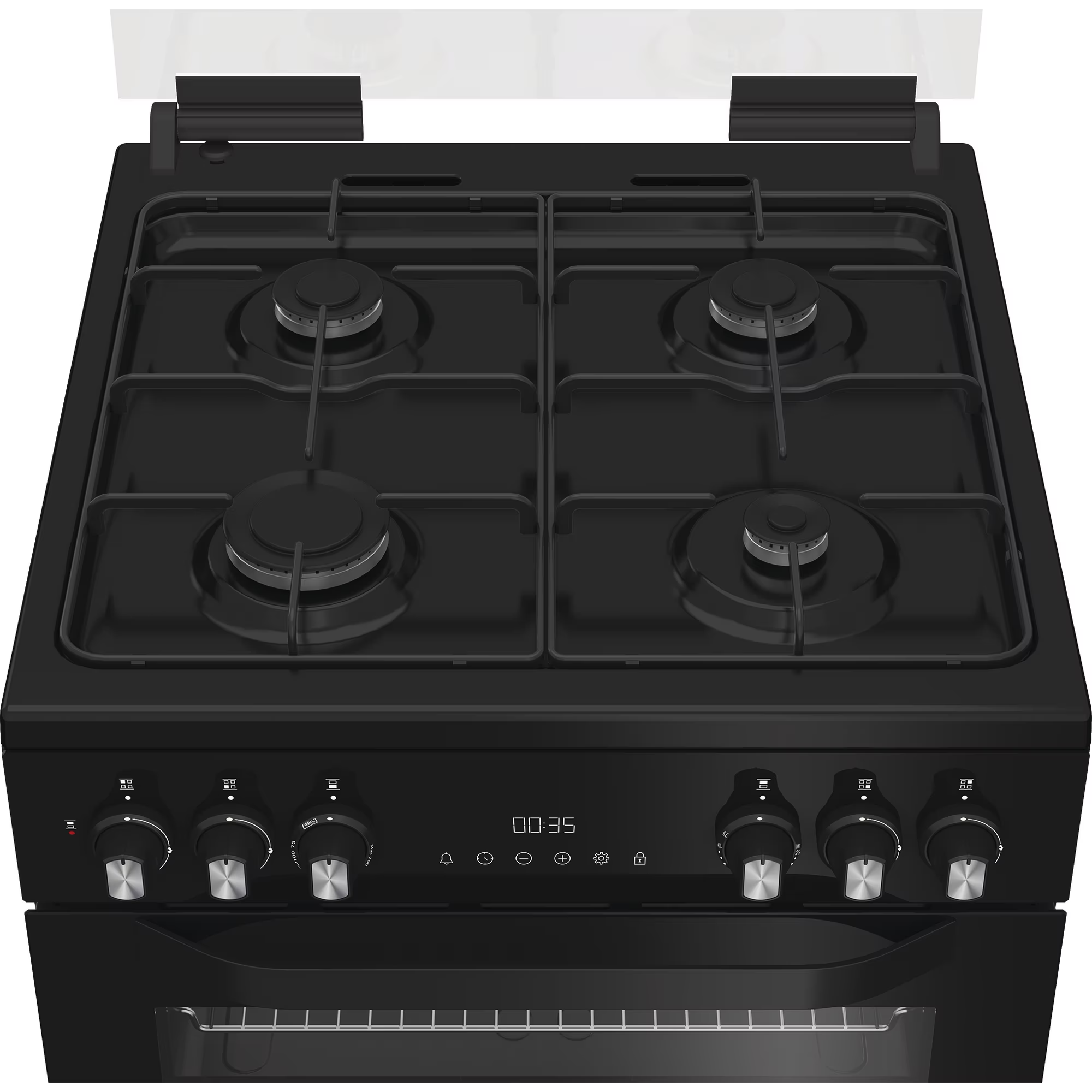 Hotpoint HDD6GDC2B1 60cm Dual Fuel Double Oven Cooker with Glass Lid - Black thumbnail image